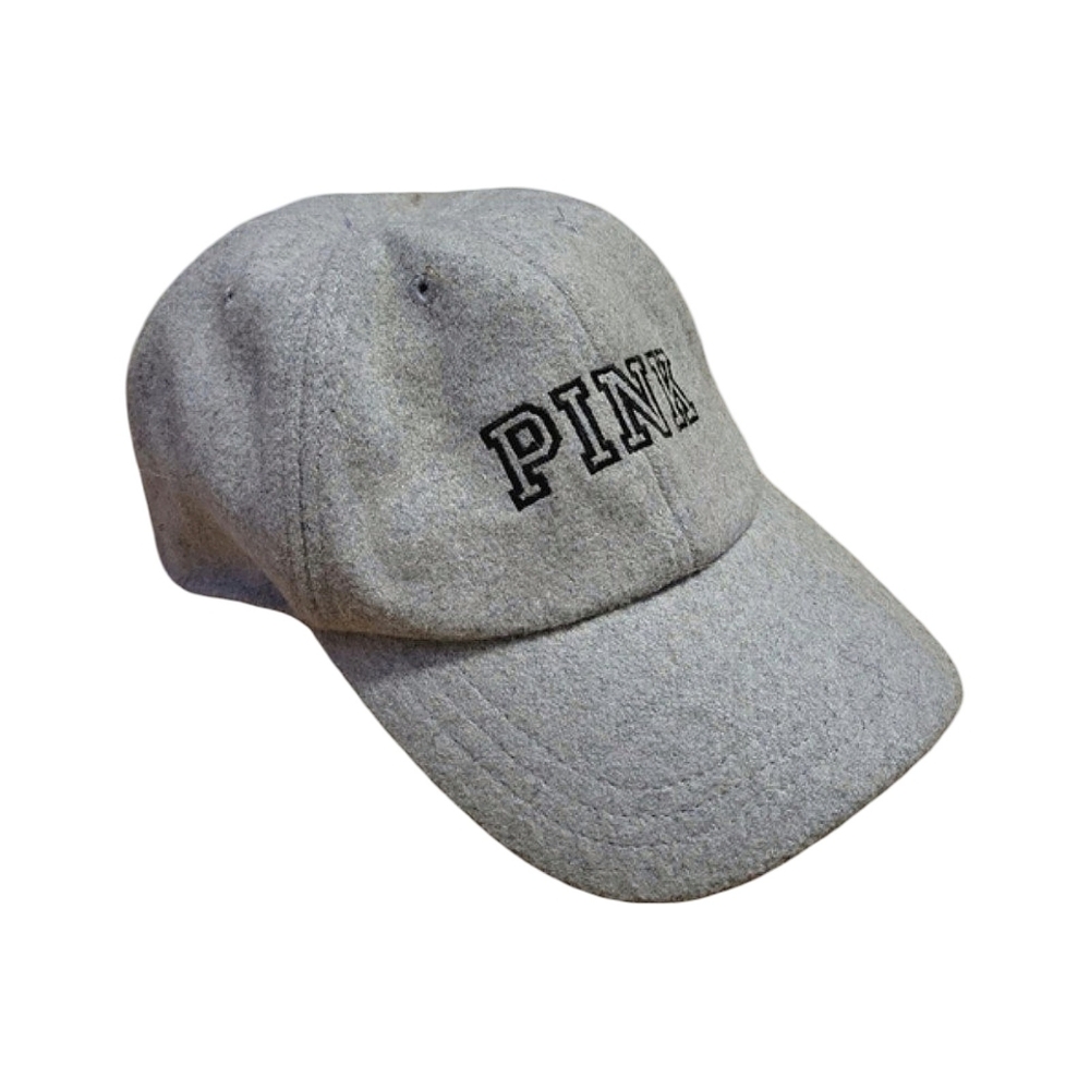 PINK Victoria's Secret Hat Gray & Navy Logo Adjustable Baseball Cap OS